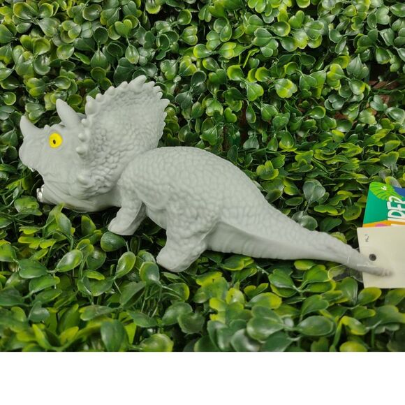 Triceratops Dinosaur Squishy Toy Figure Squeezable Dino Squish Squeeze Sand Gray - Picture 6 of 15